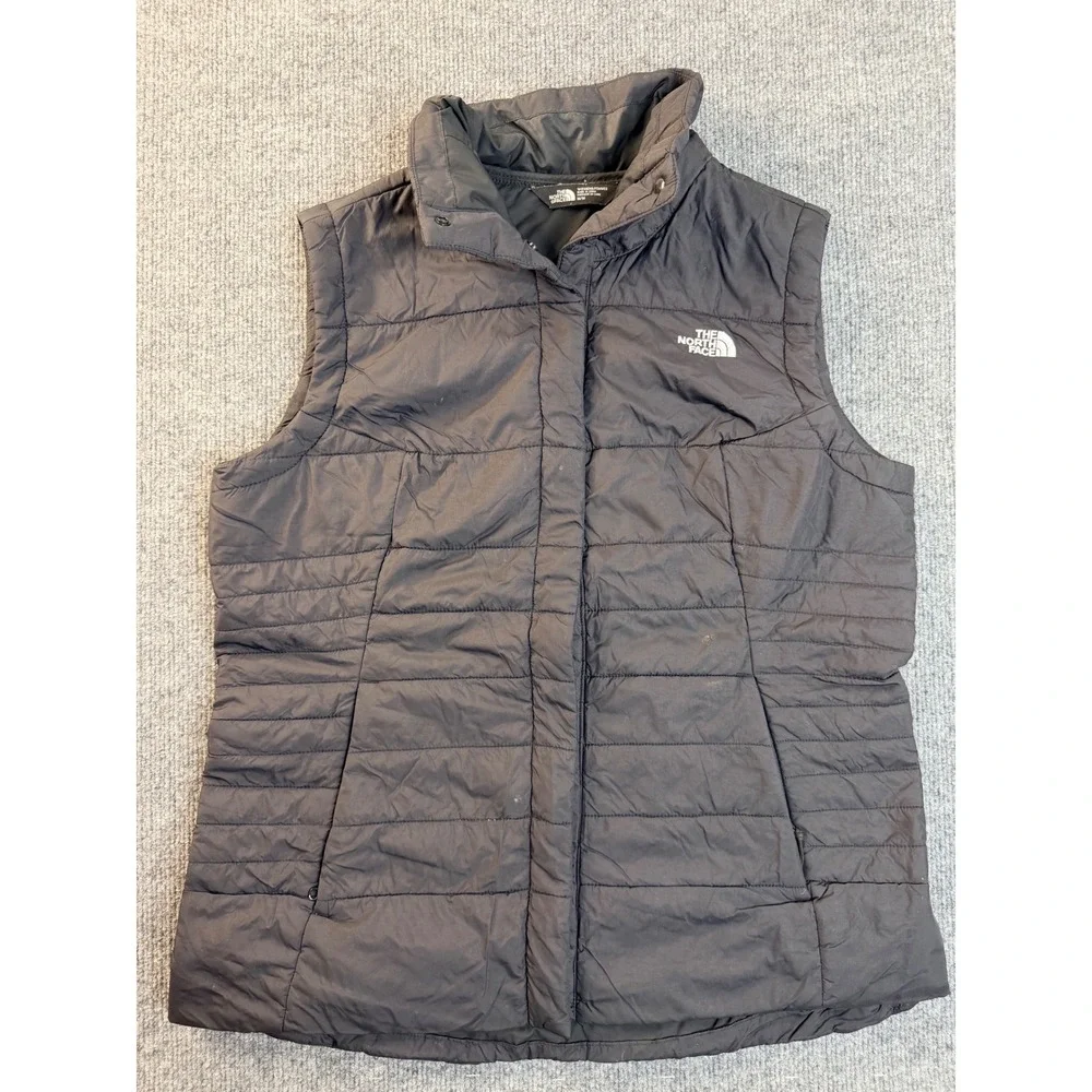The North Face Womens Medium Black Puffer Vest Insulated Quilted Full Zip Hiking
